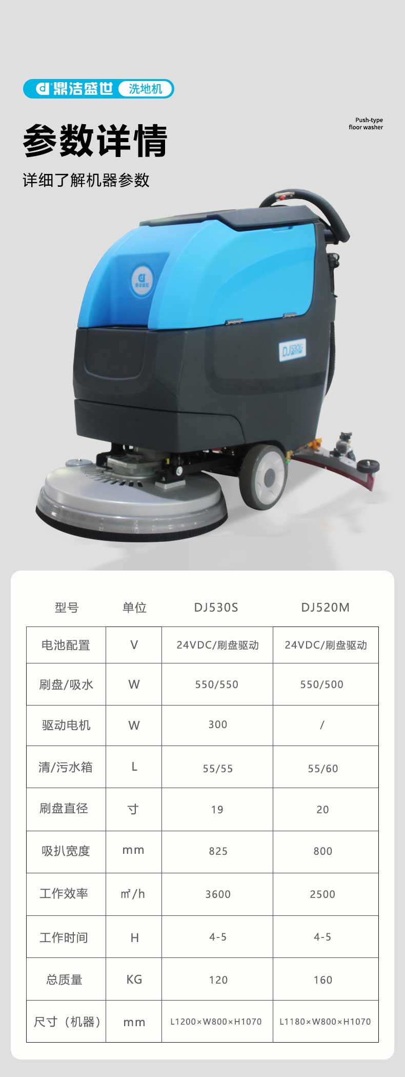 鼎洁盛世全自动手推式洗地机DJ530S35